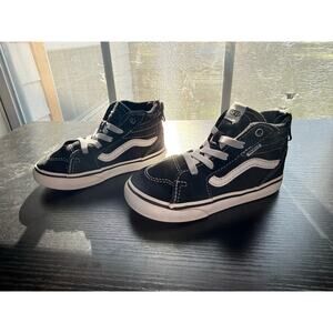 Vans Sk8-Hi Zip Kids Black White Stripe Sneakers Size 8 Toddler Zip Up High Top